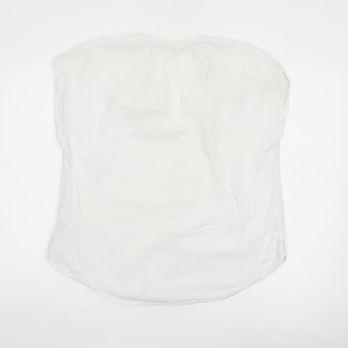 H&M Womens White Short Sleeve Viscose Cotton Blouse Size 12