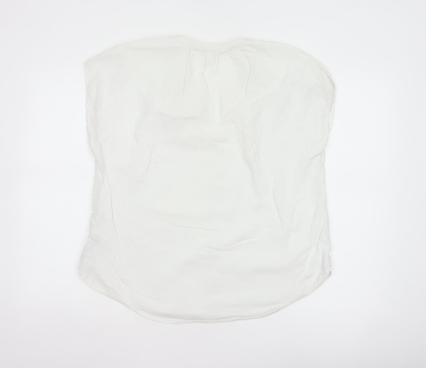 H&M Womens White Short Sleeve Viscose Cotton Blouse Size 12