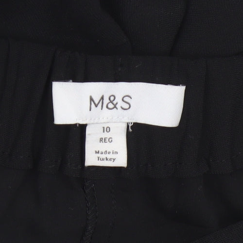 Marks and Spencer Women’s Black Wide-Leg Trousers Size 10 Elastic Waist