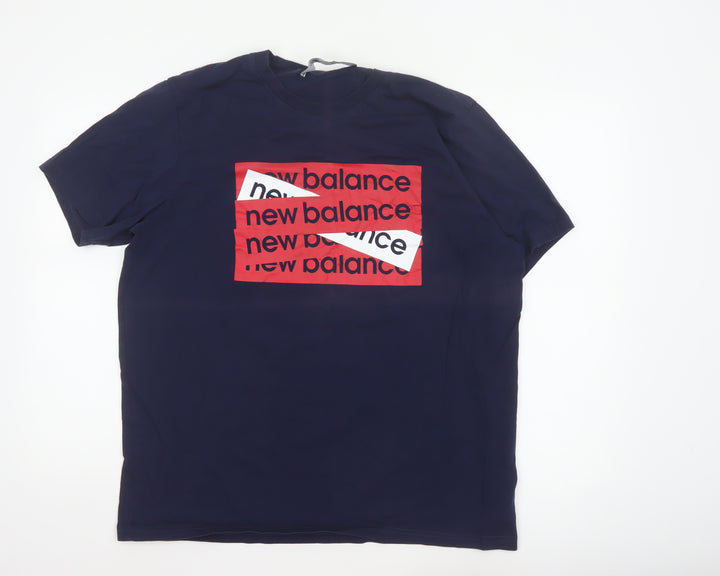 New Balance Men's Blue XL Graphic Logo Cotton T-Shirt