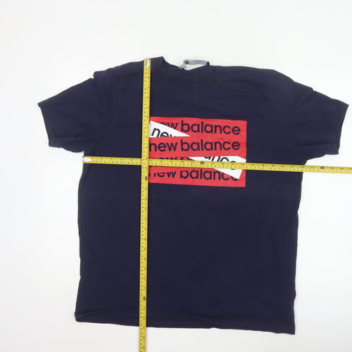 New Balance Men's Blue XL Graphic Logo Cotton T-Shirt