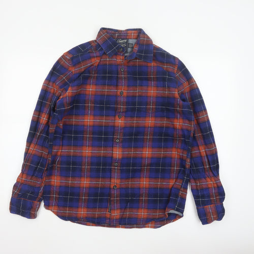 Grayers Men's Blue Plaid Cotton Flannel Long Sleeve Shirt M