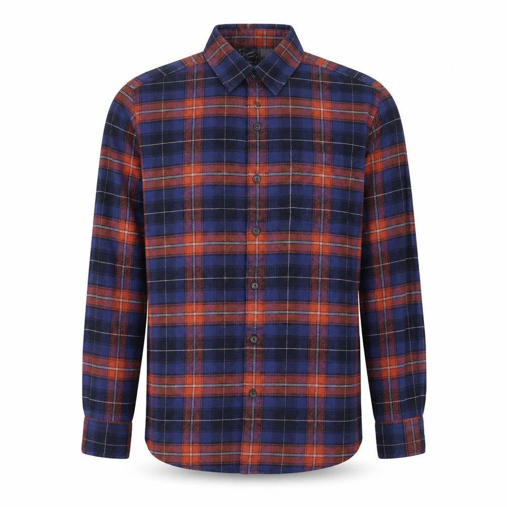 Grayers Men's Blue Plaid Cotton Flannel Long Sleeve Shirt M