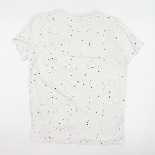 Jack & Jones Men White Graphic Print Cotton Crew Neck T-Shirt L