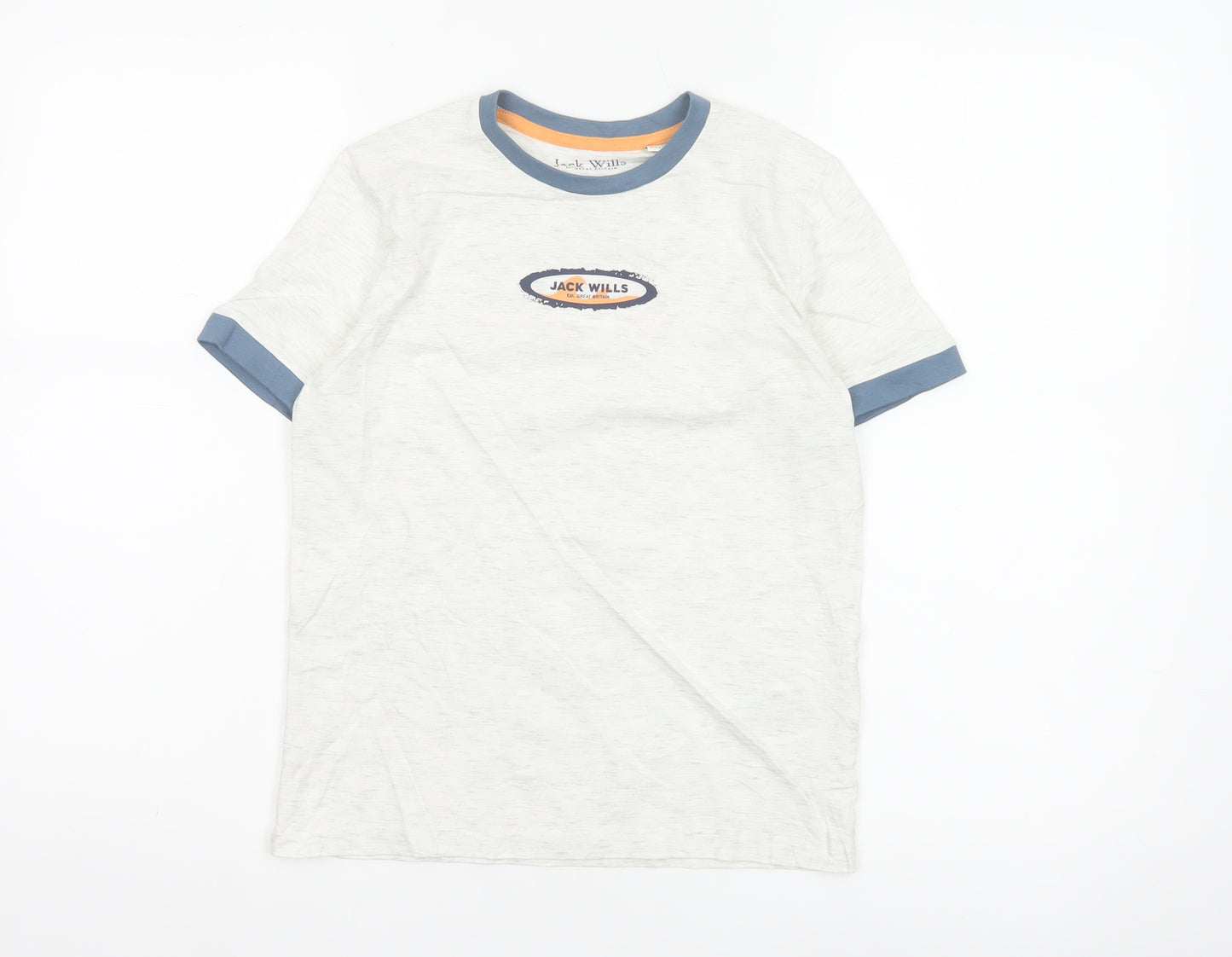 Jack Wills Boys Light Grey Marl Ringer T-Shirt 8-9 Years