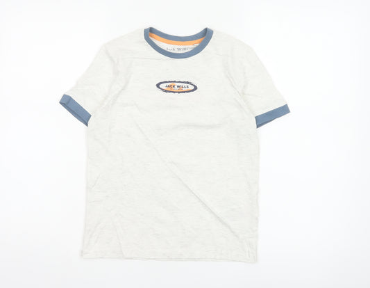 Jack Wills Boys Light Grey Marl Ringer T-Shirt 8-9 Years