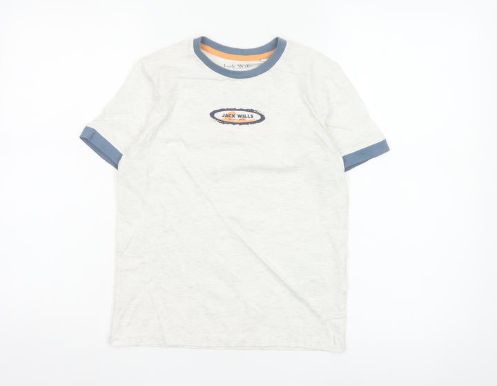 Jack Wills Boys Light Grey Marl Ringer T-Shirt 8-9 Years