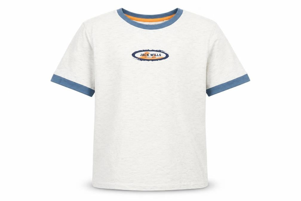 Jack Wills Boys Light Grey Marl Ringer T-Shirt 8-9 Years