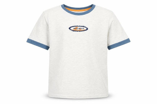 Jack Wills Boys Light Grey Marl Ringer T-Shirt 8-9 Years