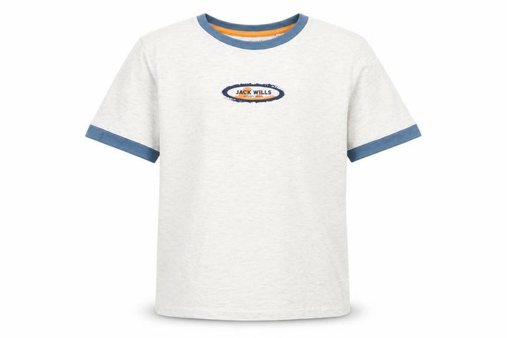 Jack Wills Boys Light Grey Marl Ringer T-Shirt 8-9 Years