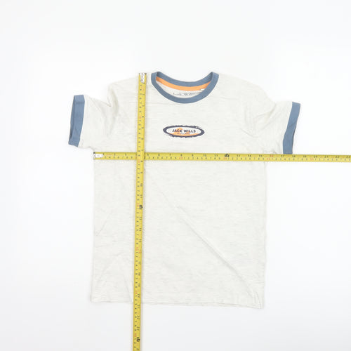 Jack Wills Boys Light Grey Marl Ringer T-Shirt 8-9 Years