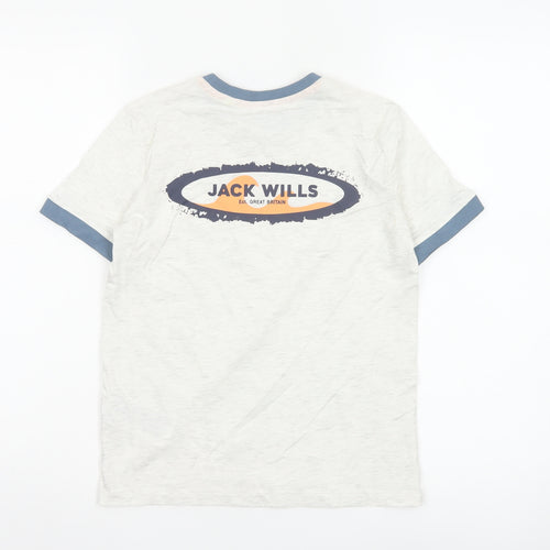 Jack Wills Boys Light Grey Marl Ringer T-Shirt 8-9 Years