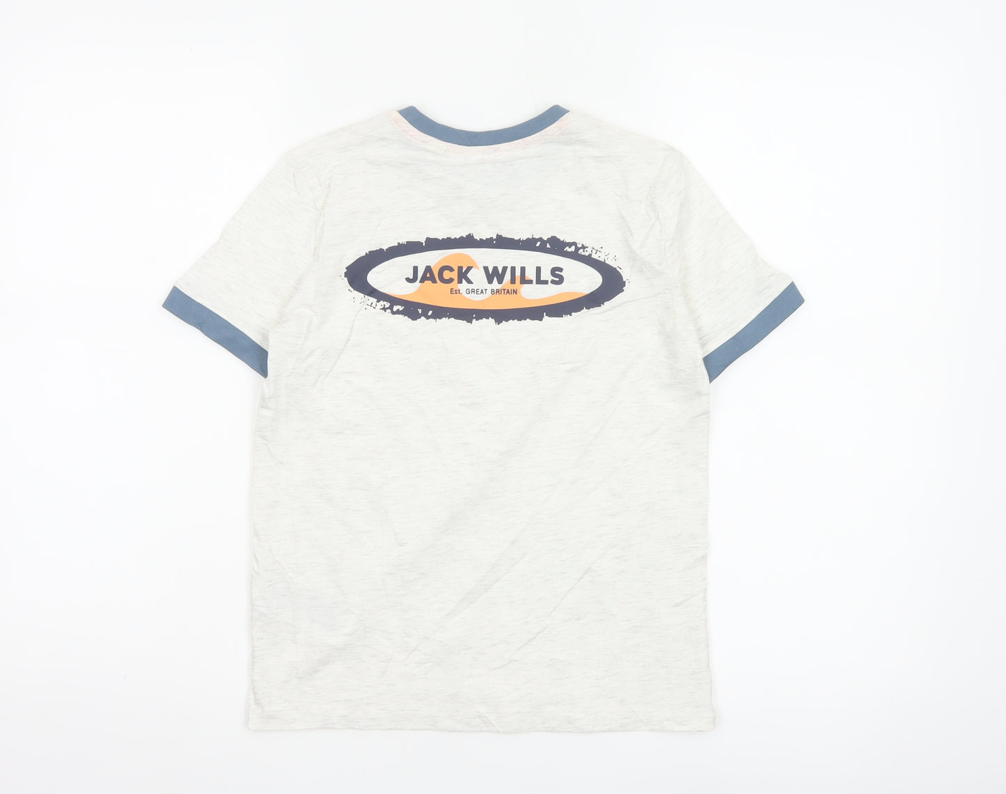Jack Wills Boys Light Grey Marl Ringer T-Shirt 8-9 Years