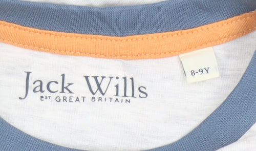 Jack Wills Boys Light Grey Marl Ringer T-Shirt 8-9 Years