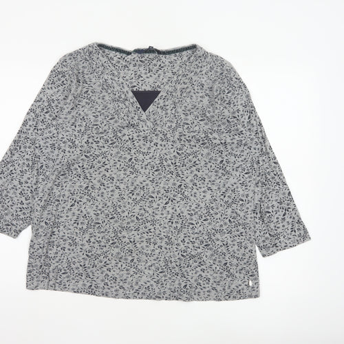 Maine New England Womens Grey Floral V-Neck Tunic Blouse Size 20