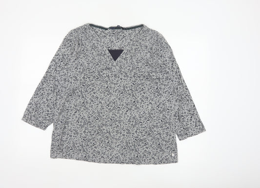 Maine New England Womens Grey Floral V-Neck Tunic Blouse Size 20