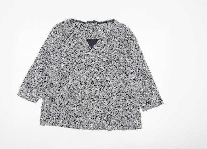 Maine New England Womens Grey Floral V-Neck Tunic Blouse Size 20