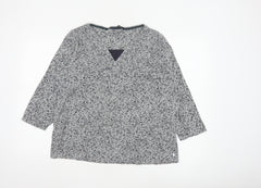 Maine New England Womens Grey Floral V-Neck Tunic Blouse Size 20