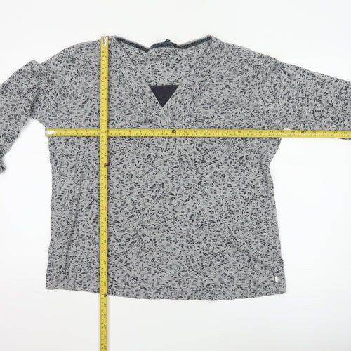 Maine New England Womens Grey Floral V-Neck Tunic Blouse Size 20