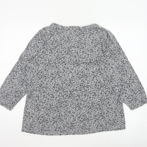 Maine New England Womens Grey Floral V-Neck Tunic Blouse Size 20