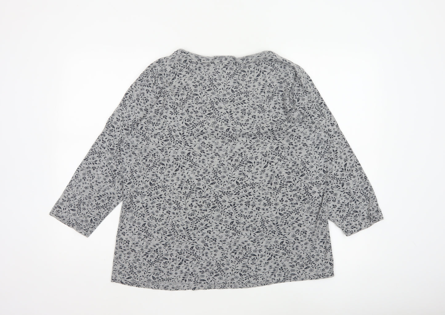 Maine New England Womens Grey Floral V-Neck Tunic Blouse Size 20