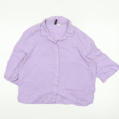 H&M Women’s Lilac Button-Up Shirt S Relaxed Viscose Collared Top
