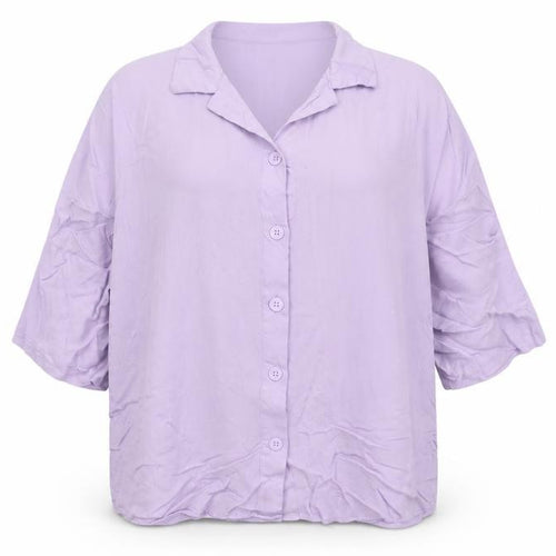 H&M Women’s Lilac Button-Up Shirt S Relaxed Viscose Collared Top