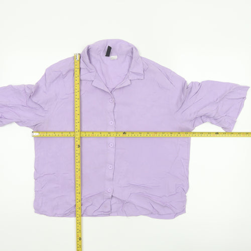 H&M Women’s Lilac Button-Up Shirt S Relaxed Viscose Collared Top