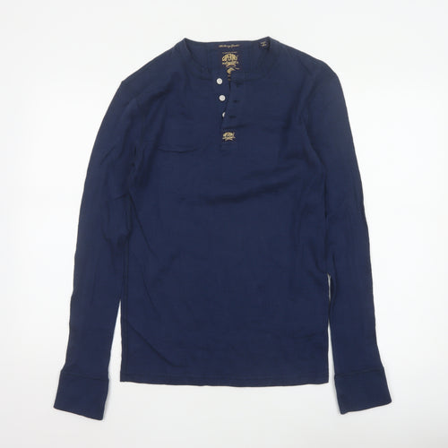 Superdry Men's Blue Long Sleeve Henley Shirt Size S
