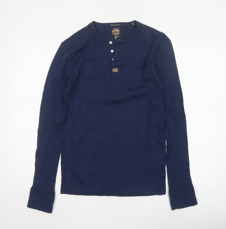 Superdry Men's Blue Long Sleeve Henley Shirt Size S