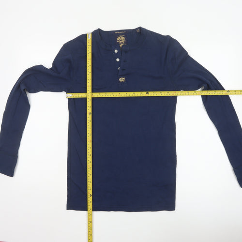 Superdry Men's Blue Long Sleeve Henley Shirt Size S
