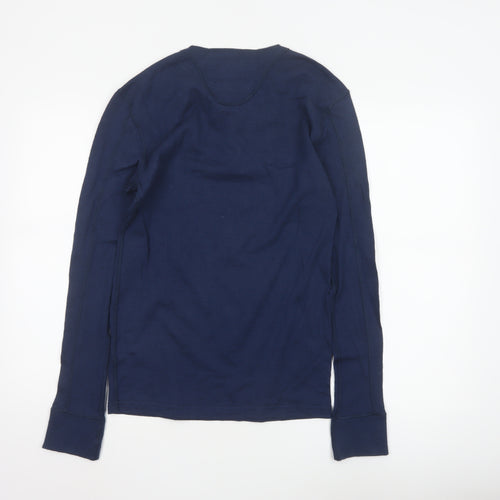Superdry Men's Blue Long Sleeve Henley Shirt Size S