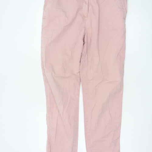 Marks and Spencer Women Pink Chino Trousers Size 14 Long Cotton