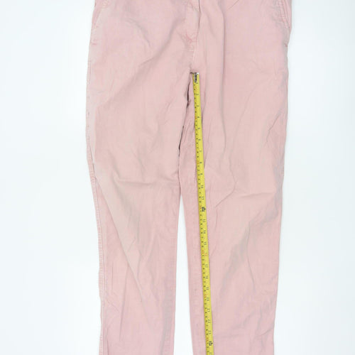 Marks and Spencer Women Pink Chino Trousers Size 14 Long Cotton