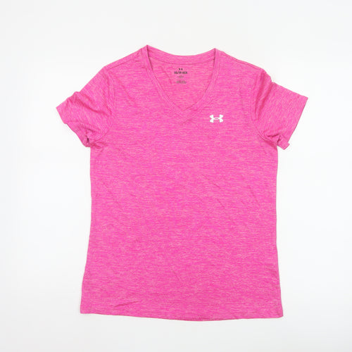 Under Armour Womens Pink XS Relaxed Fit V-Neck Activewear T-Shirt