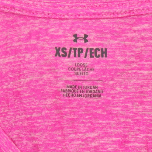 Under Armour Womens Pink XS Relaxed Fit V-Neck Activewear T-Shirt