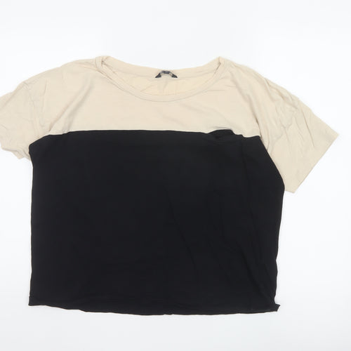 Hobbs Women’s Beige Black Colourblock Cotton T-Shirt XL