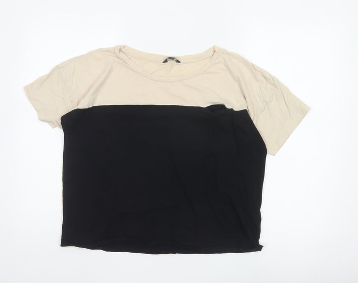 Hobbs Women’s Beige Black Colourblock Cotton T-Shirt XL