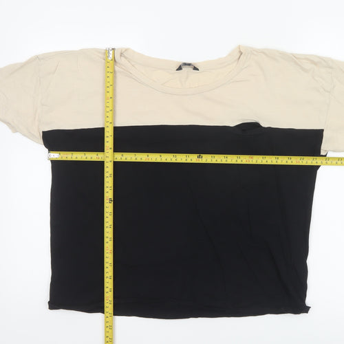 Hobbs Women’s Beige Black Colourblock Cotton T-Shirt XL