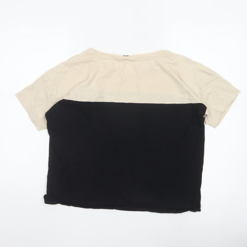 Hobbs Women’s Beige Black Colourblock Cotton T-Shirt XL