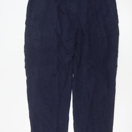 Marks and Spencer Per Una Women’s Blue Linen Blend Relaxed Trousers Size 18