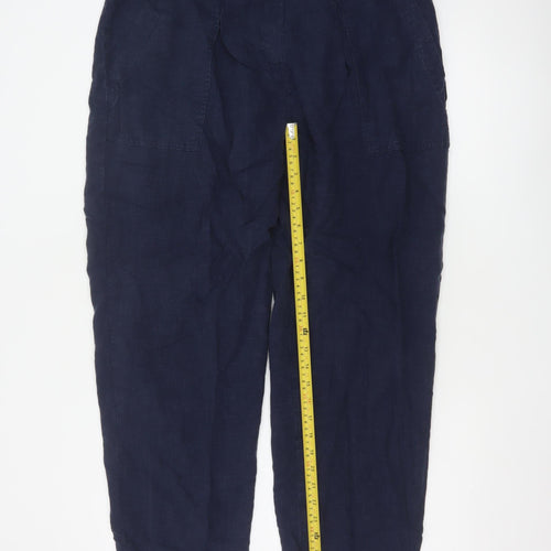 Marks and Spencer Per Una Women’s Blue Linen Blend Relaxed Trousers Size 18