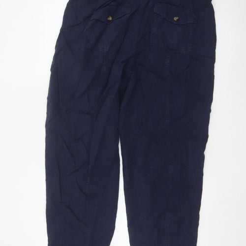Marks and Spencer Per Una Women’s Blue Linen Blend Relaxed Trousers Size 18