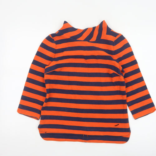 Boden Women Orange Navy Striped Cowl Neck Top Size 10