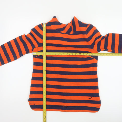Boden Women Orange Navy Striped Cowl Neck Top Size 10