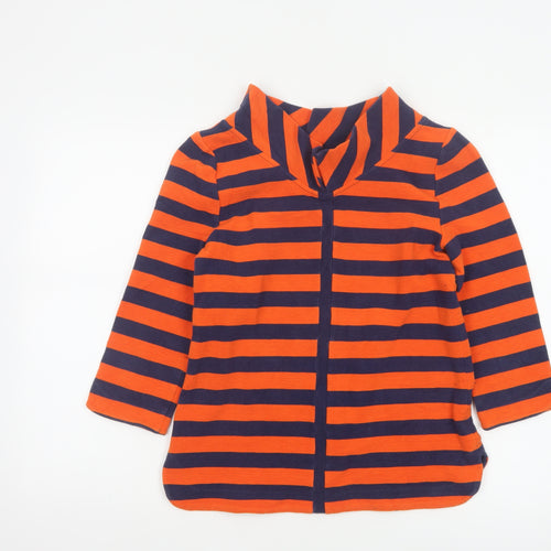 Boden Women Orange Navy Striped Cowl Neck Top Size 10