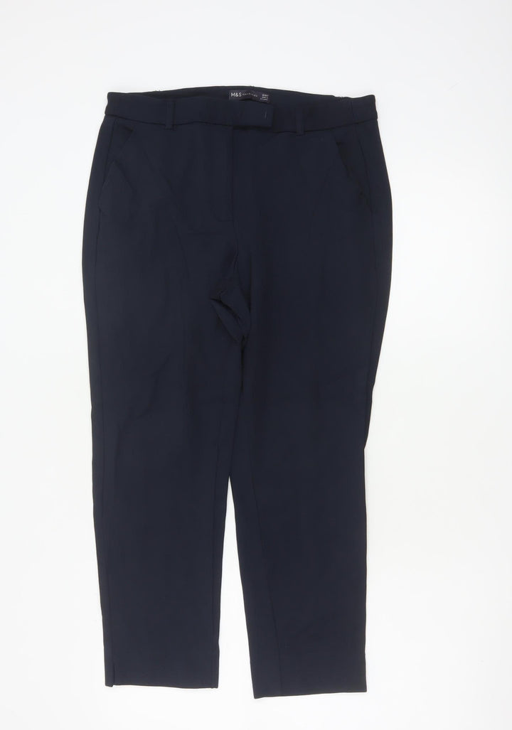 Marks and Spencer Women's Blue Size 12 Petite Cropped Trousers