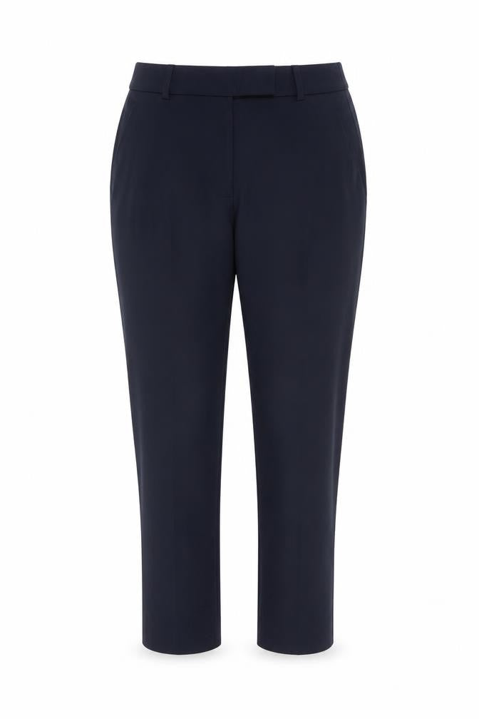 Front view of Marks & Spencer Women's Blue, size 12, Petite Cropped Trousers