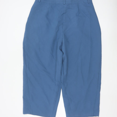 Marks and Spencer Womens Blue Size 16 Short Pleated Trousers