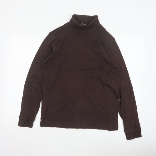 Cotton Traders Men's Brown Roll Neck Long Sleeve Cotton Top Size L